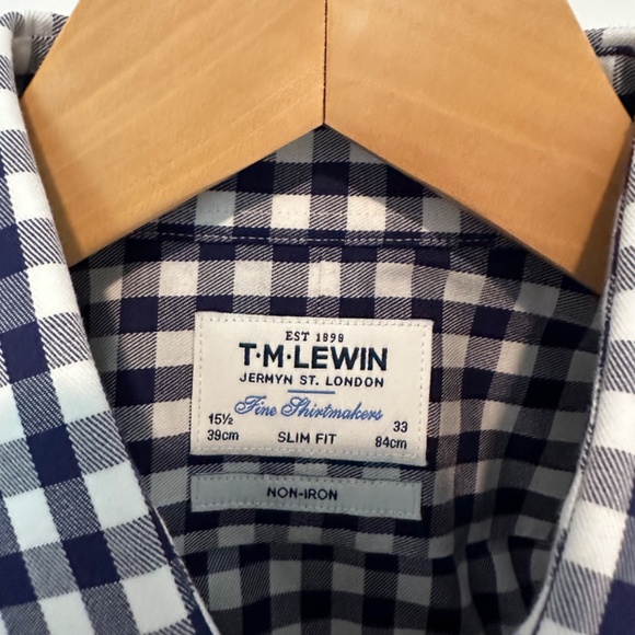 TM Lewin Navy/White Checkered Button Down - Picture 3 of 4